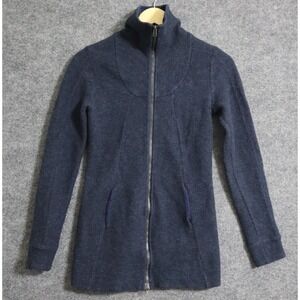 IBEX Jacket Women XS Blue City Classic Turtle Neck Merino Wool Full Zip